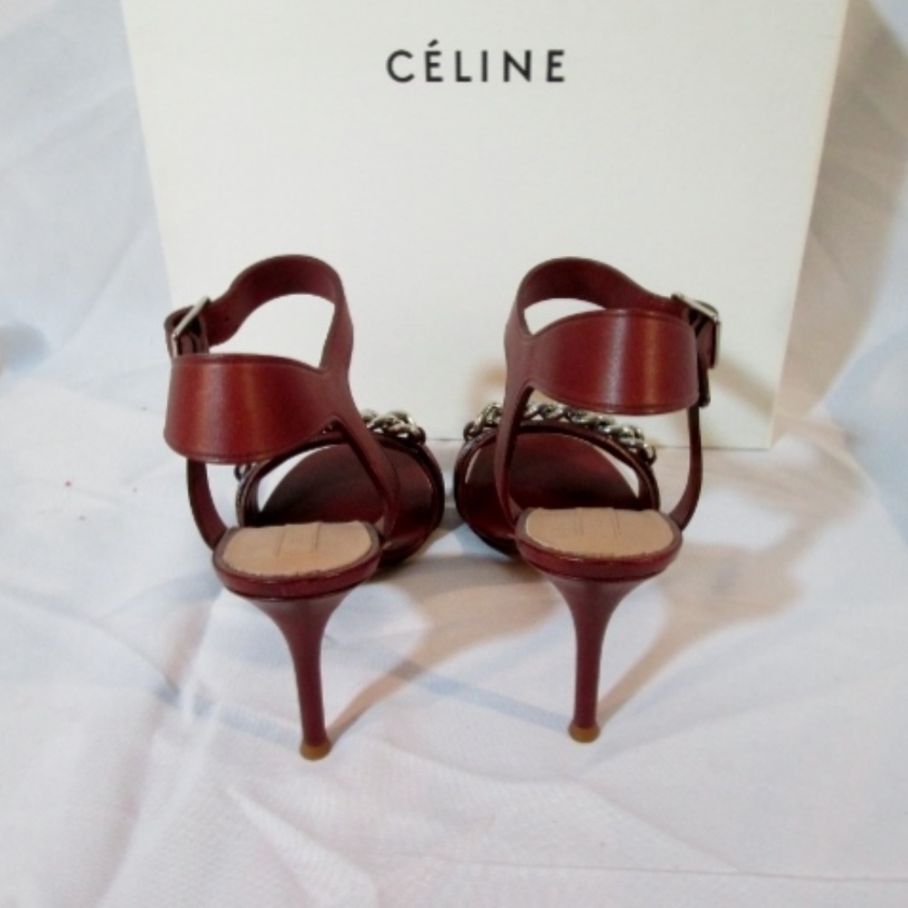 NEW CELINE PARIS ITALY BORDEAUX LEATHER Sandal 90 - Picture 6 of 8
